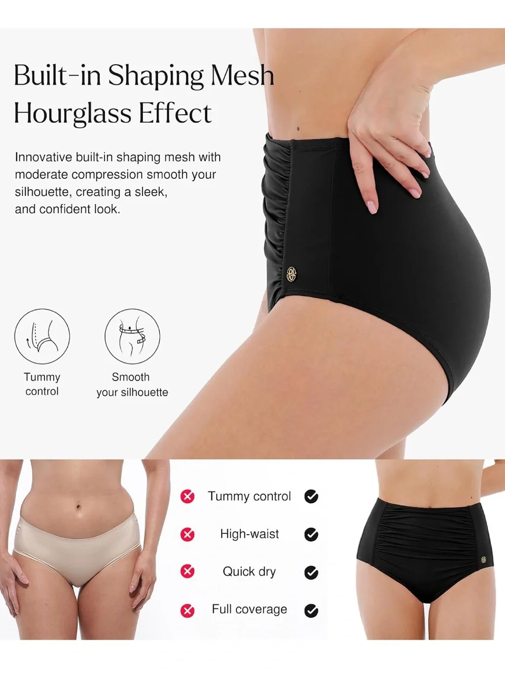 Popilush High Waisted Bikini Sets Tummy Control Ruched M. 2935/bb12-3:v